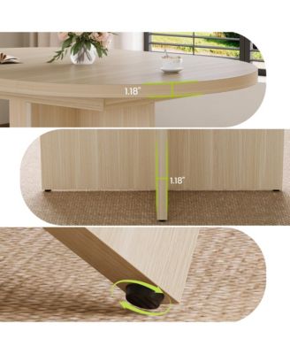  Extendable Round Dining Table for 4-8,Kitchen Oval Dining Table with Removable Leaves