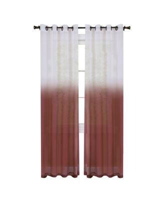 Tropical Living Semi Matte Sheer Ombre Chic Grommet Top Window Curtains - 52 in. W x 84 in. L