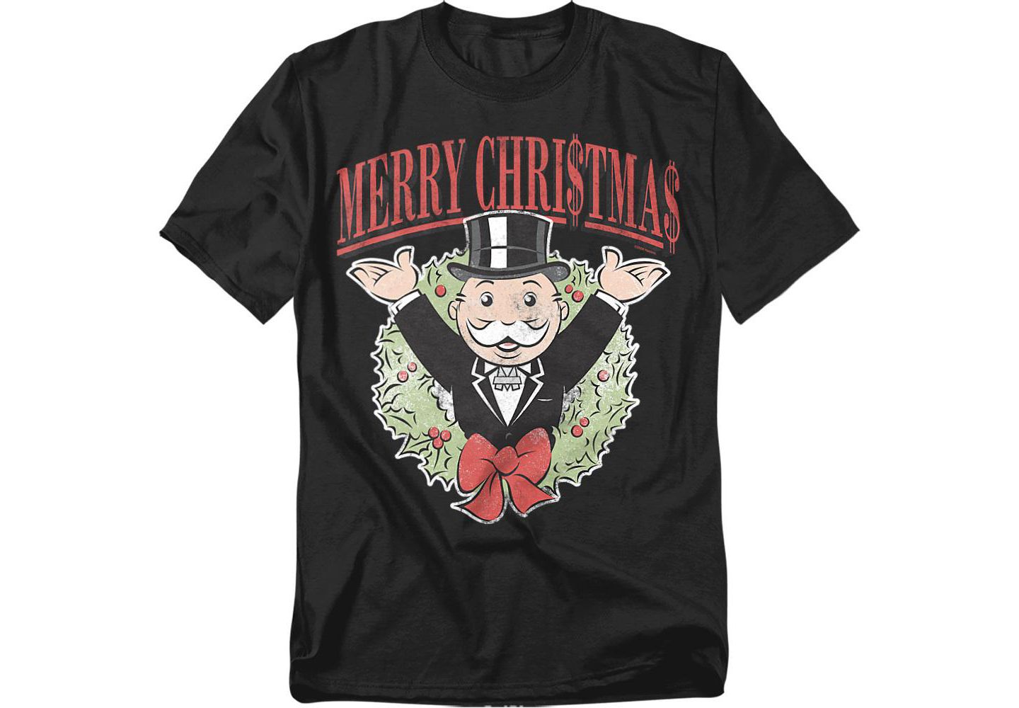 Мужская футболка Monopoly Man Merry Christmas, цвет: Чёрный — фото 1