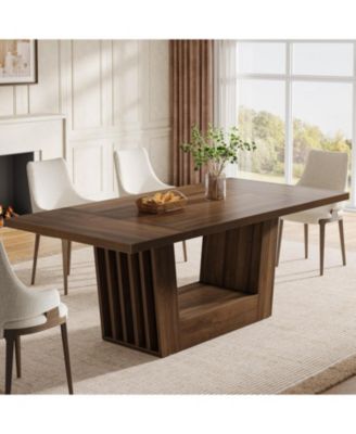 63-Inch Dining Table for 4-6, Farmhouse Rectangular Kitchen Dinner Table, Wood Dining Room Furniture