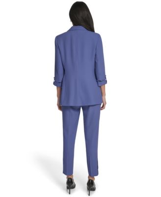 Petite Notch Collar Roll Tab Sleeves Jacket