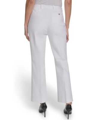 Petite Mid-Rise Zip Closure Straight-Leg Pants