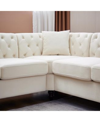 83.5" Oversized L-Shaped Sectional Sofa, 5-Seater Couch with 3 Pillows