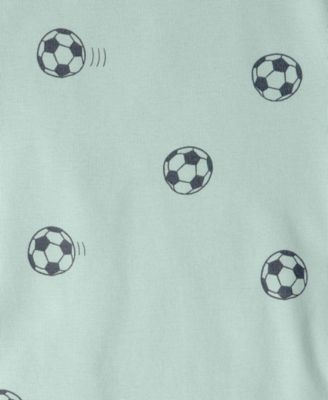 Boys' Toddler 2T-5T Soccer Short-Sleeve T-Shirt and Snug-Fit Pants, 4-Piece Pajama Set