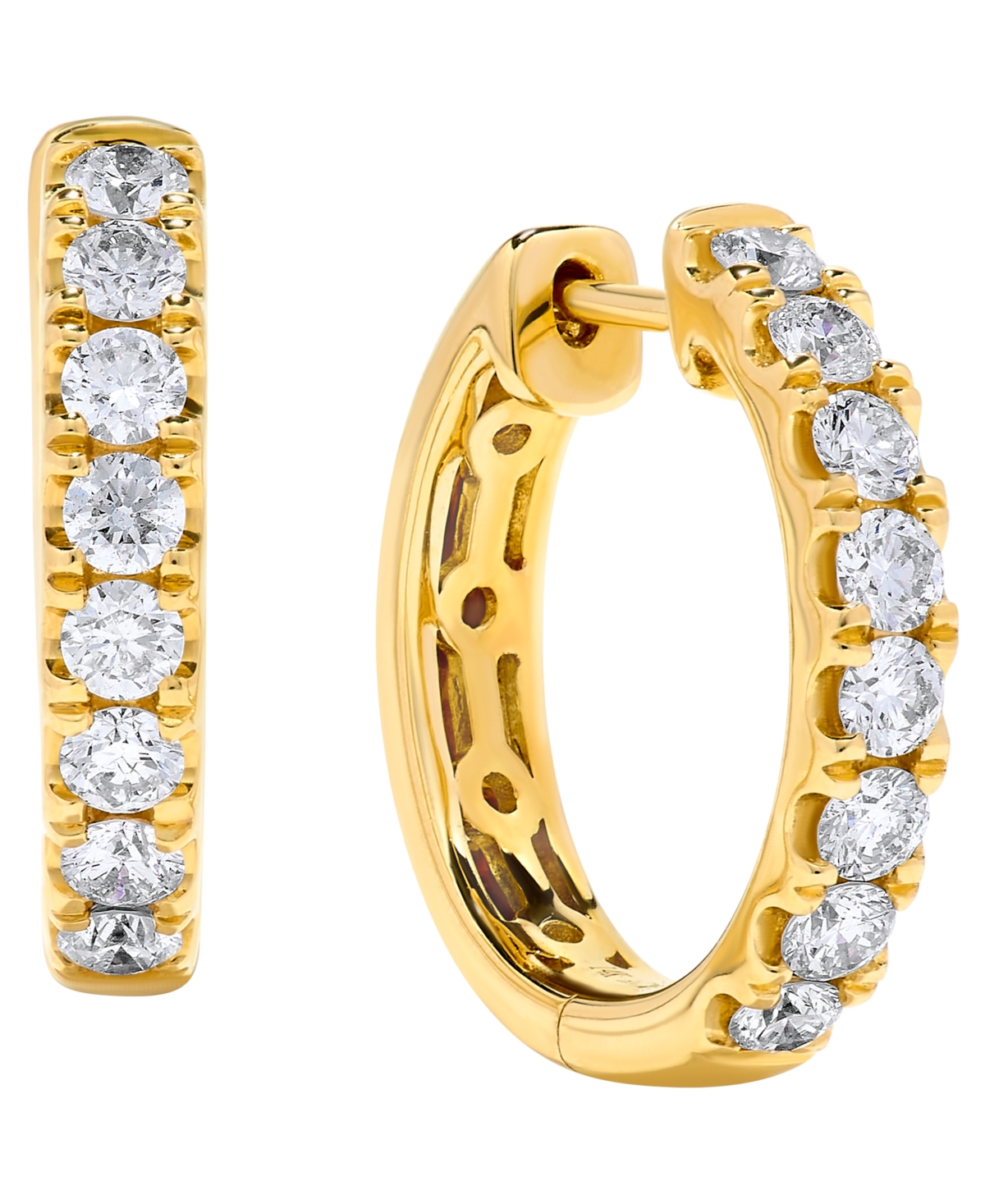 Macys Diamond Hoop Earrings 34 ct tw in 14k Yellow Gold  Yellow Gold