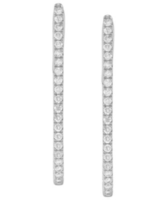 Diamond Oval Hoop Earrings (1 ct. t.w.) in 14k White Gold