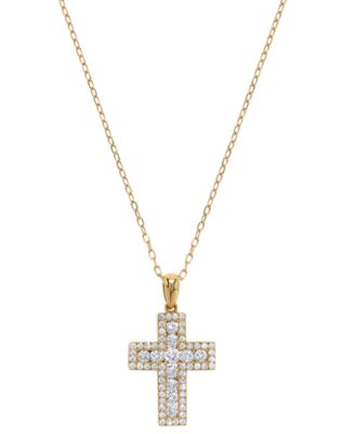 Diamond Cross Pendant Necklace (5/8 ct. t.w.) in 14k Yellow Gold