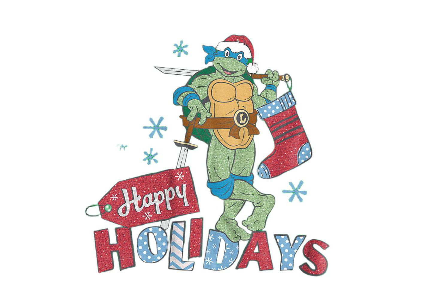 Мужская футболка Teenage Mutant Ninja Turtles Happy Holiday Sparkly Christmas, цвет: Зелёный — фото 2