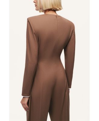 Women's Sculpted-Shoulder Crew-Neck Jumpsuit