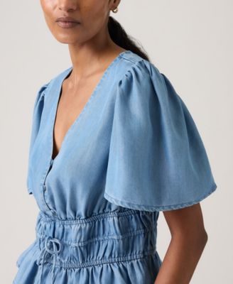 Women's V-Neck Floral-Print Short-Sleeve Blouse