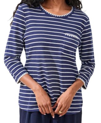 Women's Textured Stripe Knit 3/4-Sleeve Top