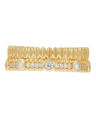 Created White Sapphire (1/3 ct. t.w.) Band Ring in 14k Yellow Gold-Plated Sterling Silver