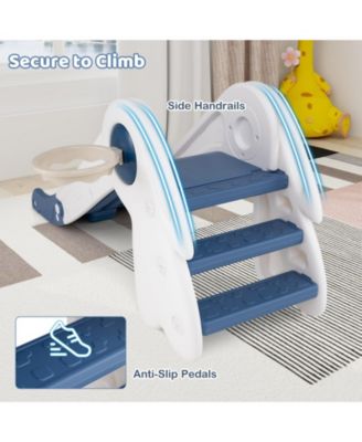 3-in-1 Toddler Slide Climber Playset with Basketball Hoop and Ball