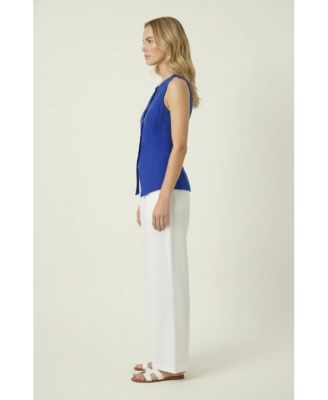 Women's Asymmetrical-Hem Sleeveless Button-Front Vest