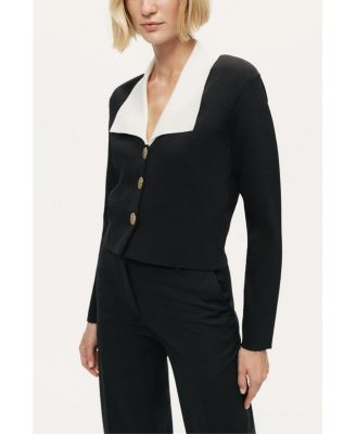 Women's Contrast Collar Knit Cardigan