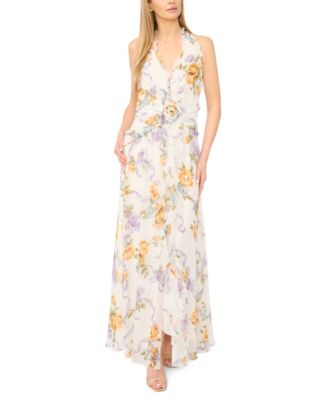 Women's Sleeveless Ruffle Front Maxi Dress