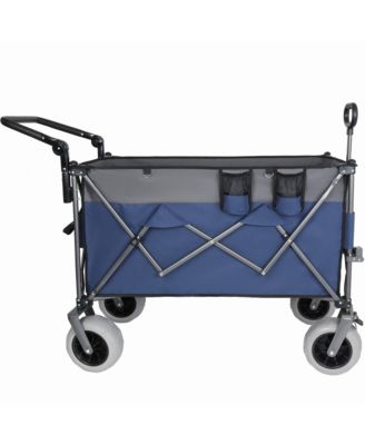 Heavy-Duty Folding Wagon Cart - Adjustable Push-Pull Handle, 360° All-Terrain Wheels, 480lbs Capacity for Groceries, Outdoor Transport