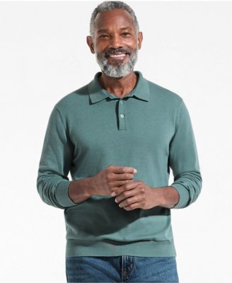 Men's Long Sleeve Cotton Sweater Polo