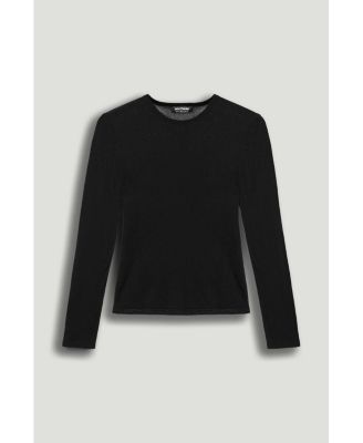 Women's Sheer Crew-Neck Mesh Top