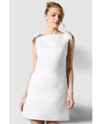 Women's Satin Bow Bridal Mini Dress
