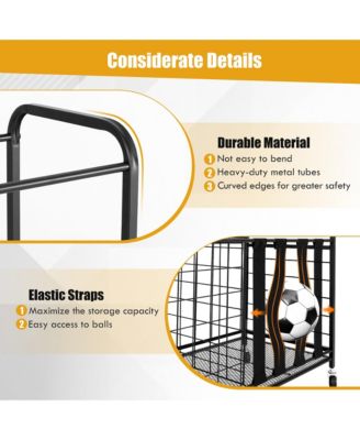 Garage Sports Equipment Organizer w/ Wheels Hooks & Baskets for Basketball