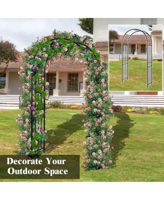 7.2Ft Garden Arch Steel Arbor Wedding Garden Decoration Climbing Plants w/Stakes