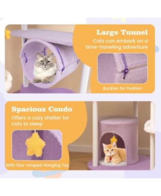  62" Large Cat Tower with Metal Frame & Jumping Platforms, Sturdy Indoor Cat Furniture