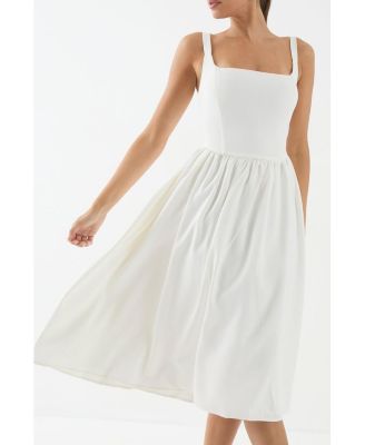 Women's Square Neck A Line Midi Dress