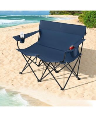 Camping Loveseat Chair for 2 with Cup Holders, Folding Outdoor Seat