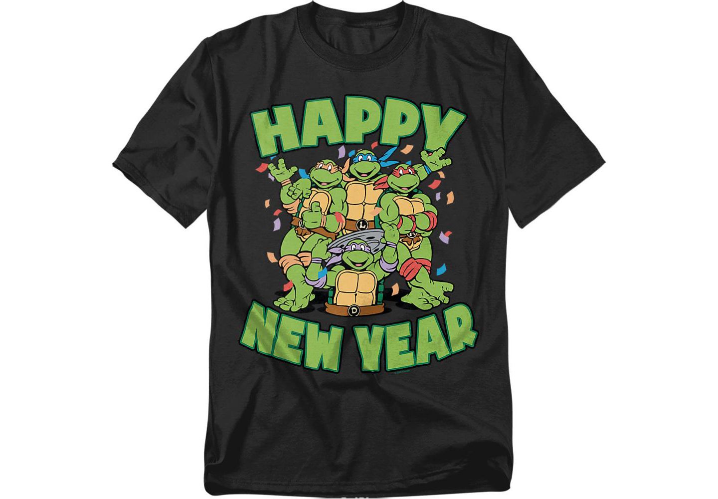 Мужская футболка Teenage Mutant Ninja Turtles Happy New Year Group, цвет: Чёрный — фото 1