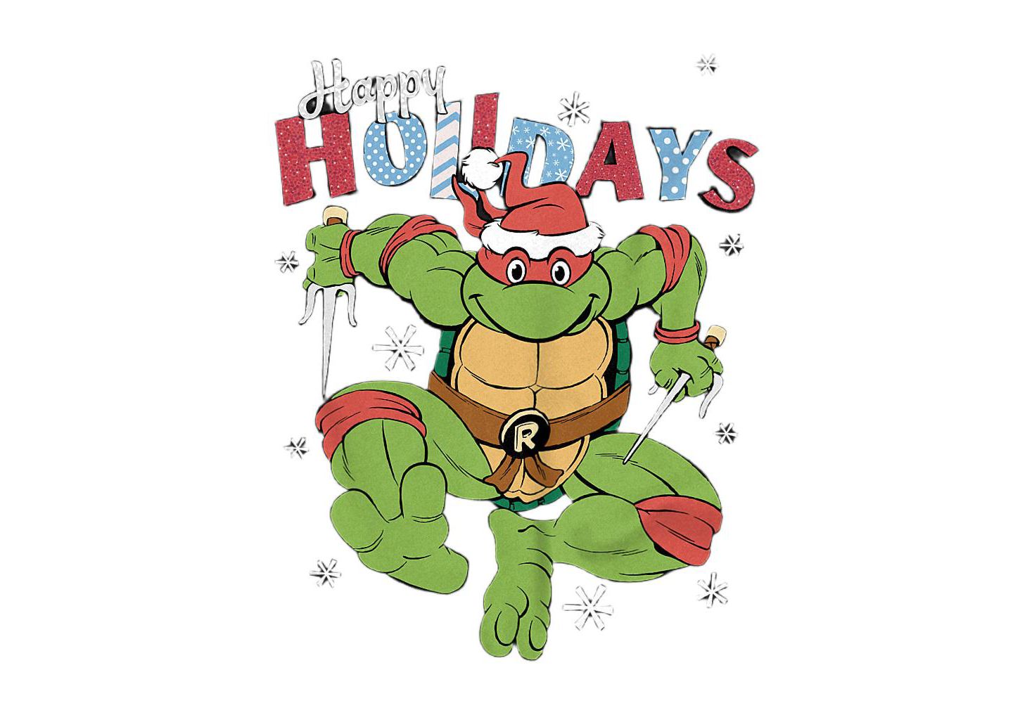 Мужская футболка Teenage Mutant Ninja Turtles Big & Tall Happy Holidays With Raphael, цвет: Чёрный — фото 2