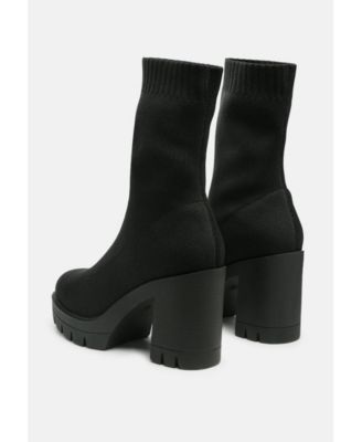 Womens Zinnia Knitted Block Heeled Boots