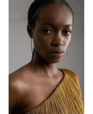 Women's Asymmetric Draped Fringe Mini Dress