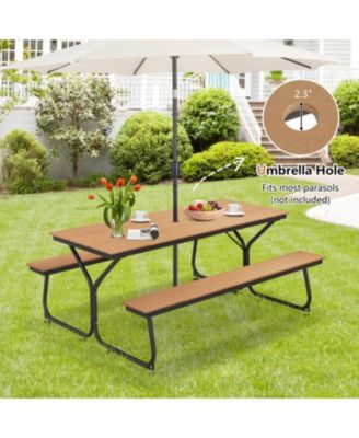 Outdoor 6 Ft Picnic Table with Bench Seating for 6 to 8