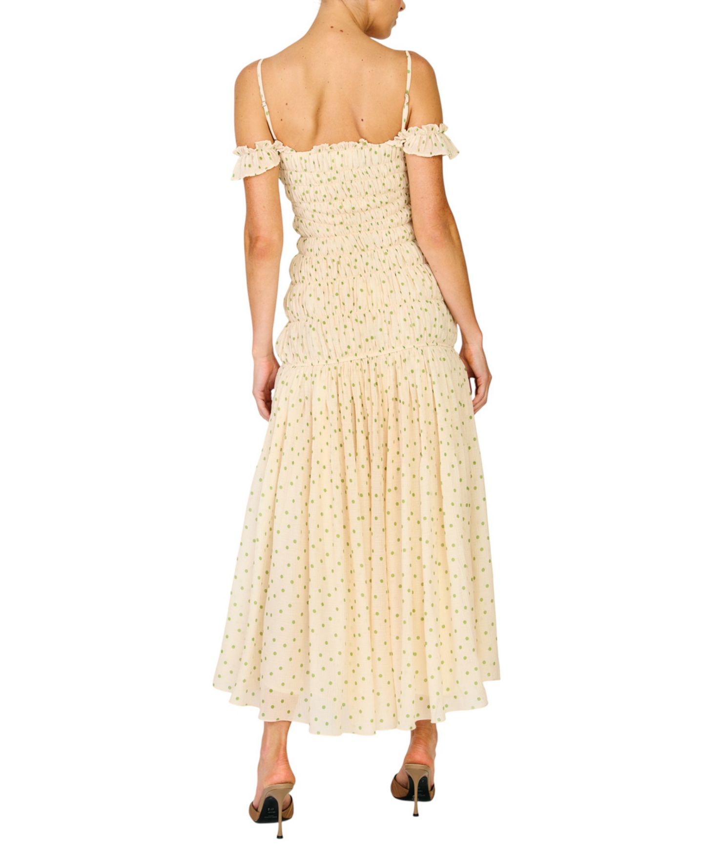 Женское платье Line & Dot Polka Dot Print Maxi, цвет: Кремовый разноцветный — фото 4