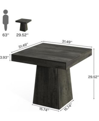 Square Dining Table for 4, 31.5-Inch Kitchen Table Small Dinner Table with Sturdy Pedestal Base, Farmhouse Dining Room Table, Gray