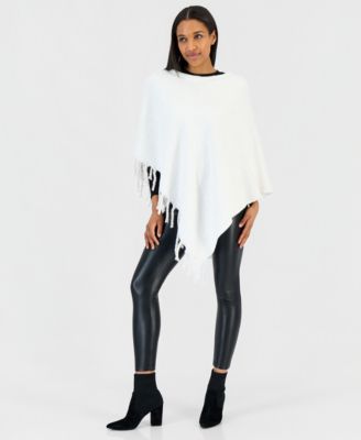 Women's Boucl&eacute; Fringe-Trim Poncho