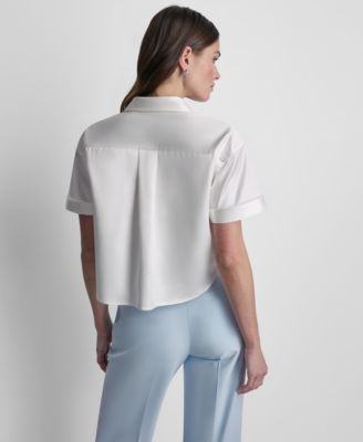 Petite Crinkle Short-Sleeve Camp Shirt