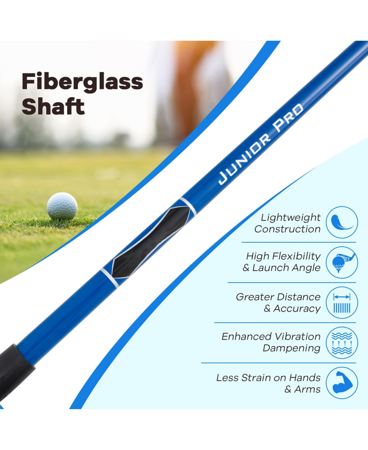 Mecale 38" Junior #3 Fairway Wood, 165CC, Fiberglass Shaft, Ages 11-14