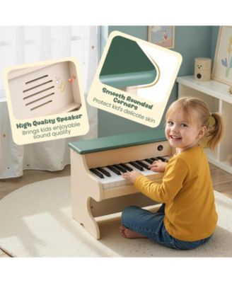 25-Key Kids Wooden Digital Piano Toy with Removable Music Stand, Fun Musical Learning for Kids