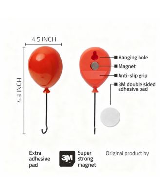 Cute Balloon-Shaped Key Holders, 3-Pack with 3 Installation Options