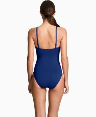 V Wire Over The Shoulder One Piece Swimsuit