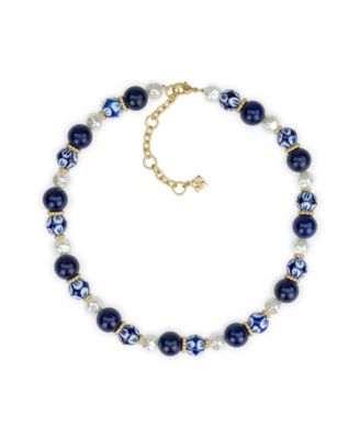 Gold-Tone Plated Bead and Mother of Pearl Necklace