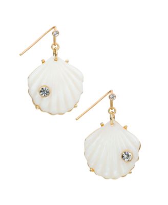 Gold-Tone Plated Shell Drop Earrings