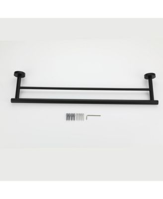 23.6" Stainless Steel Wall Mounted Towel Bar, Double Bath Towel Bar for Bathroom, Kitchen and Bedroom - Matte Black