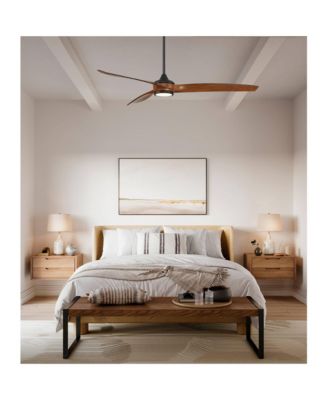 60" Modern 3 Blade Indoor Ceiling Fan with Dimmable LED Light Remote Control Matte Black Koa for Living Kitchen House Bedroom Family Dining