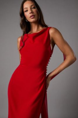 Women's Cowl Back Crepe Maxi Dress