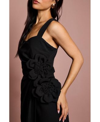 Women's Corsage Pleated Pencil Midi Dress