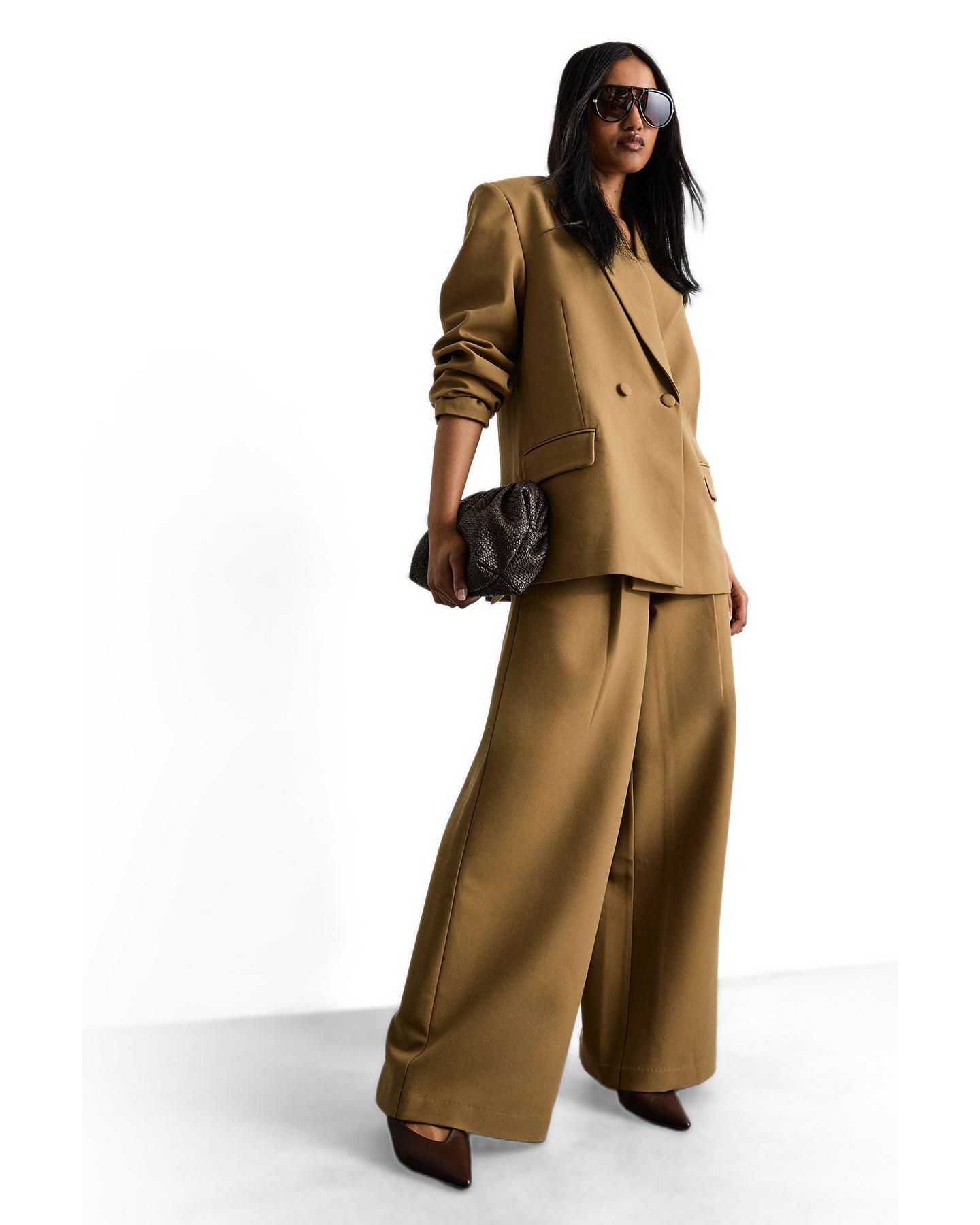 Женский пиджак Warehouse The Premium Oversized Tailored Blazer, цвет: Бежевый — фото 2