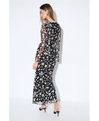 Women's Spot Print Mesh Scarf Dress